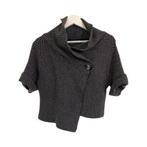 Chiara Mente Italy Wool Blend Asymmetrical Sweater Gray Herringbone Size S